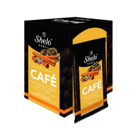 Café con canela y Hongo Cola de Pavo 15 sobres de 10g